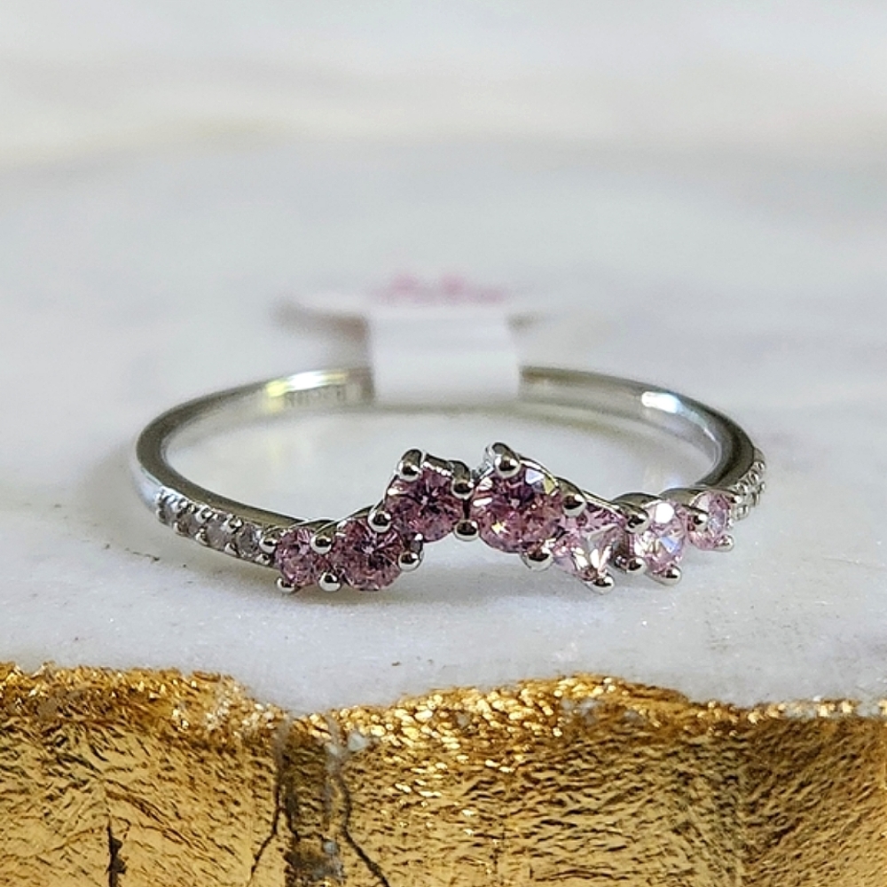 NWT Bomb Party Rose Quartz Cubic Zirconia .925 Sterling Silver Ring - Size 11